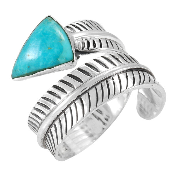 Turquoise Feather Ring Sterling Silver R2499-C75