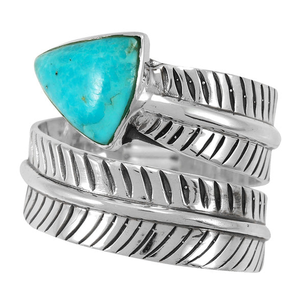 Turquoise Feather Ring Sterling Silver R2499-C75