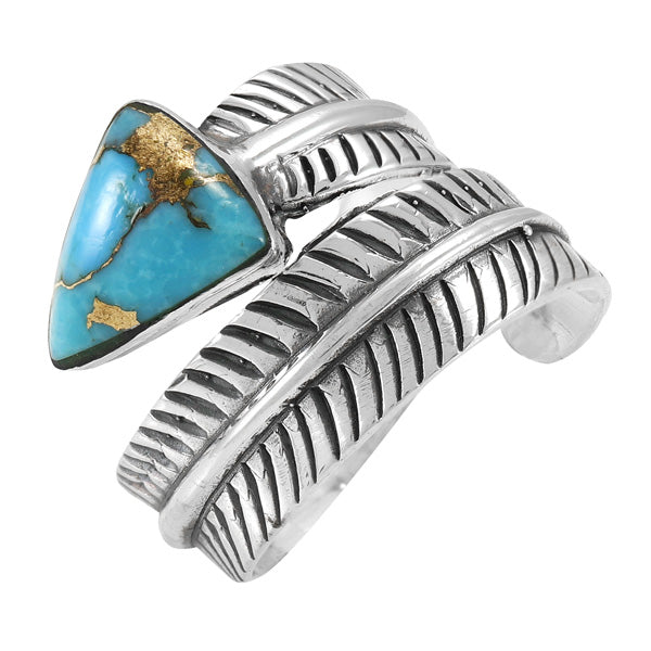 Matrix Turquoise Feather Ring Sterling Silver R2499-C84