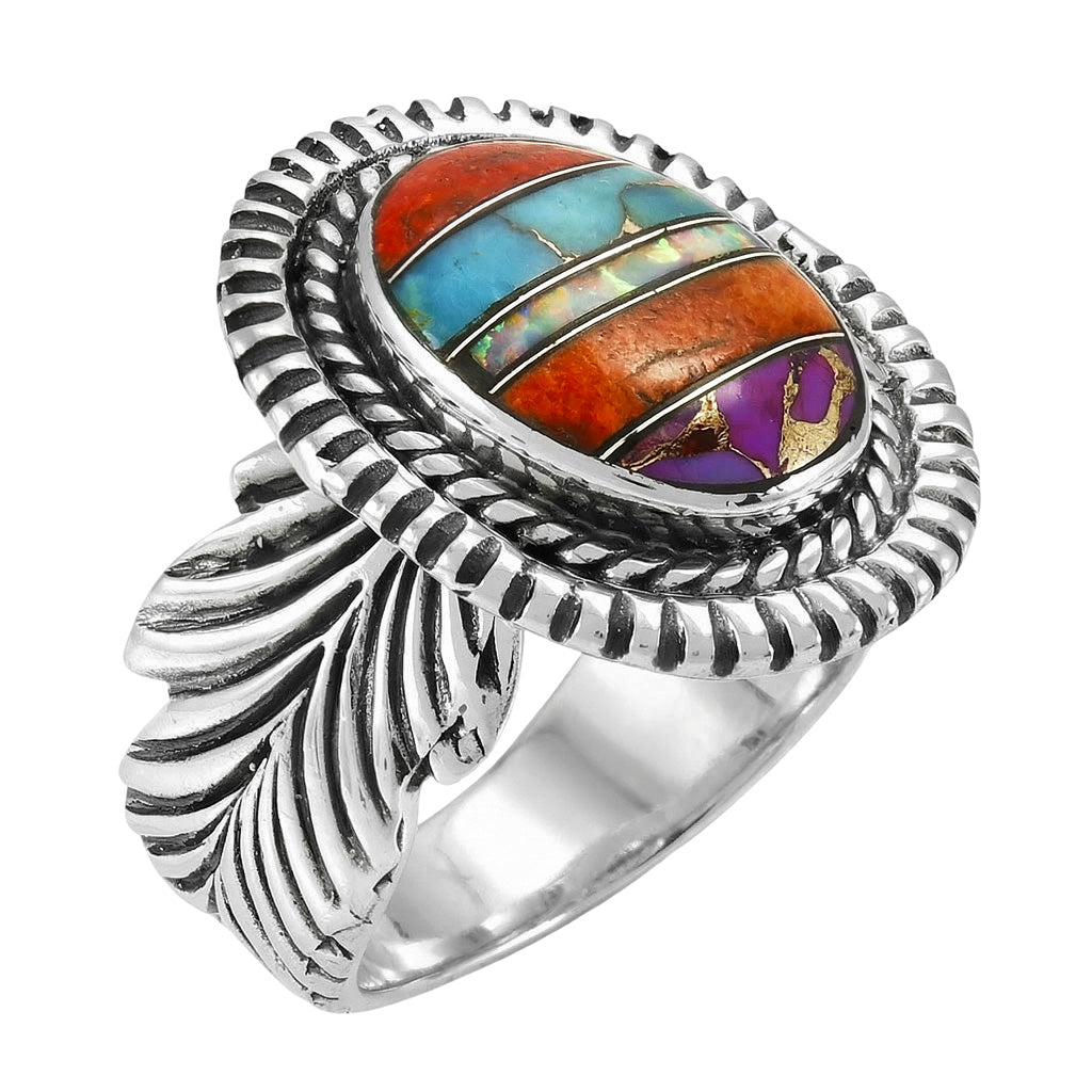 Feather Multicolor Ring Sterling Silver R2500-C00