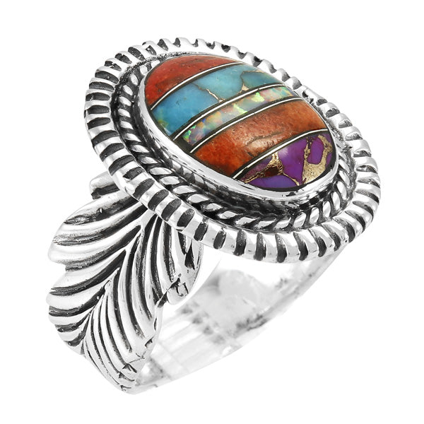 Feather Multi Gemstone Ring Sterling Silver R2500-C00