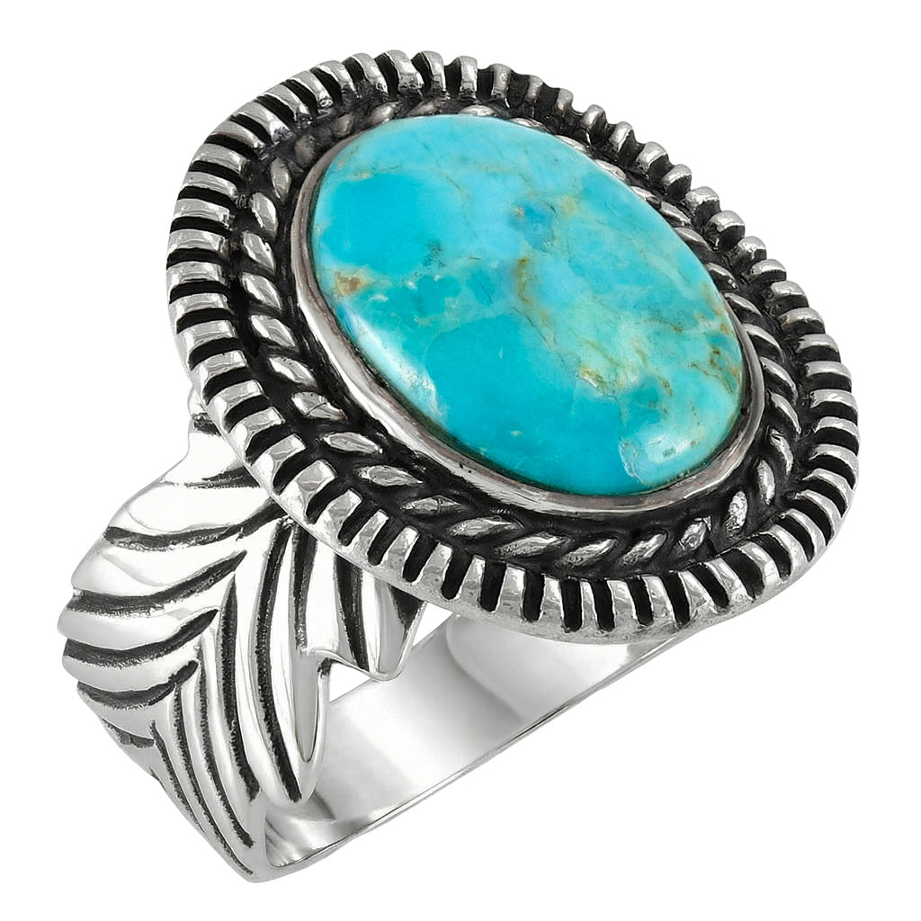 Feather Turquoise Ring Sterling Silver R2500-C75