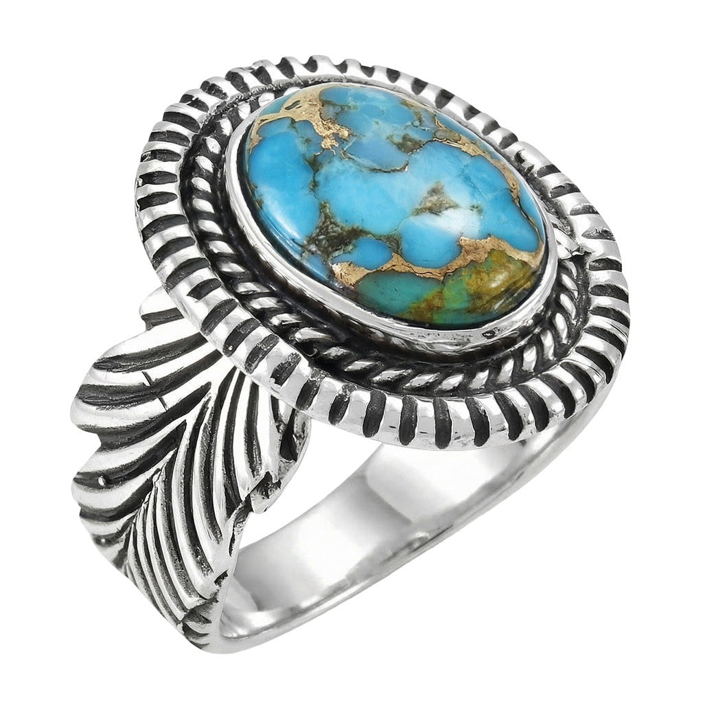 Feather Matrix Turquoise Ring Sterling Silver R2500-C84