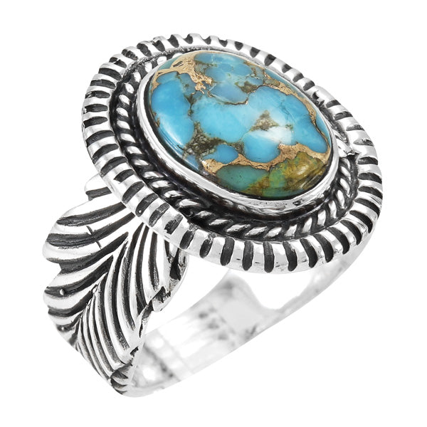 Feather Matrix Turquoise Ring Sterling Silver R2500-C84