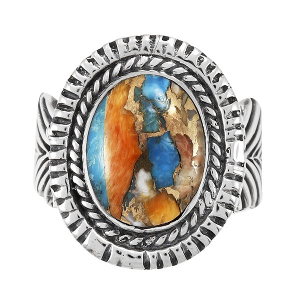Feather Spiny Turquoise Ring Sterling Silver R2500-C89
