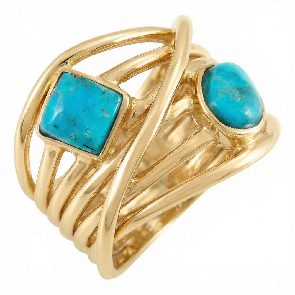 Turquoise Ring GoldBrass R2501-GB-C75