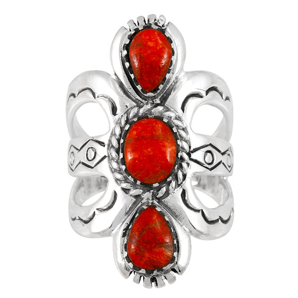 Coral Ring Sterling Silver R2503-C74