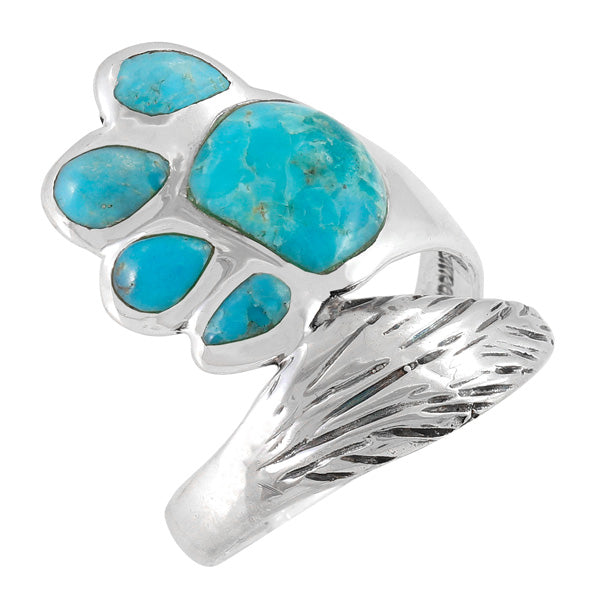 Paw Ring Sterling Silver Turquoise R2504-C75