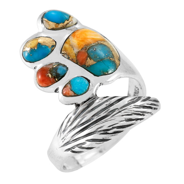Paw Ring Sterling Silver Spiny Turquoise R2504-C89