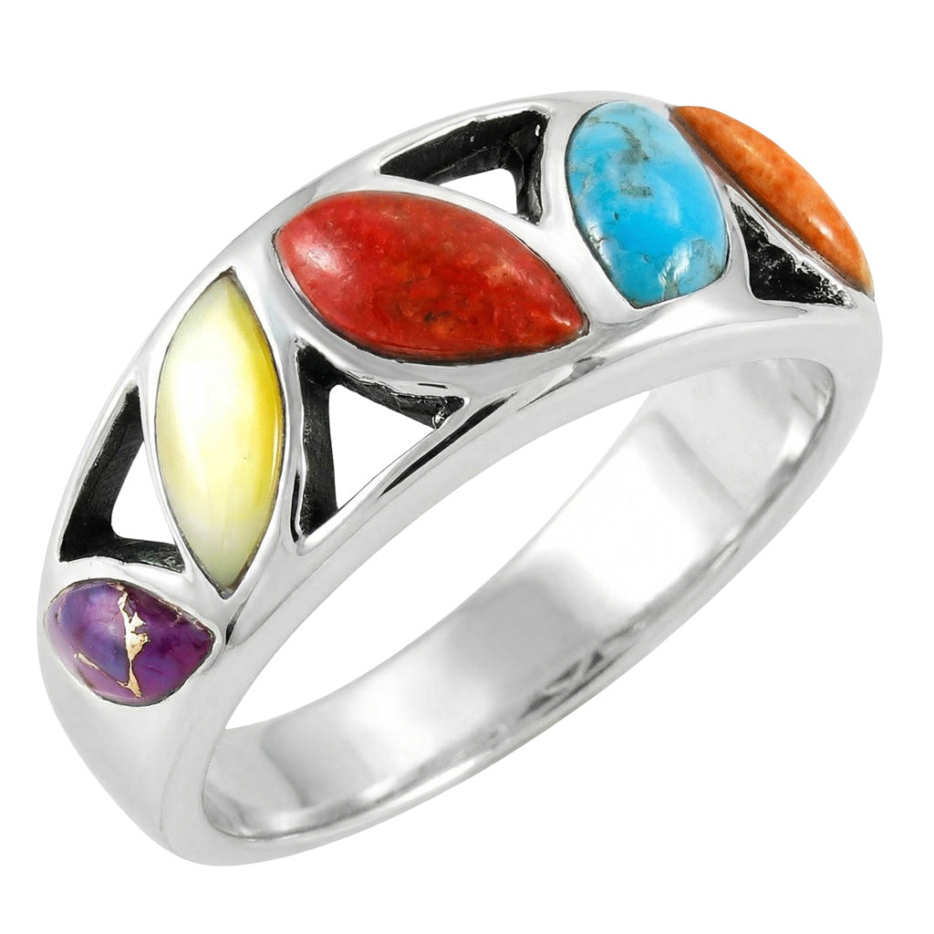 FINAL CLEARANCE - Multi Gemstone Ring SilveryCopper™ R2505-SB-C71