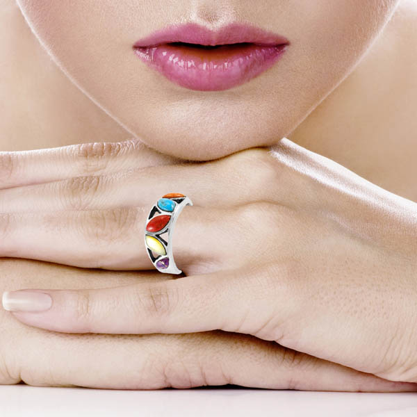 Multicolor Ring Sterling Silver R2505-C71