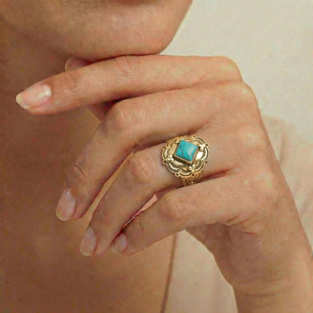 Turquoise Ring GoldBrass R2510-GB-C75