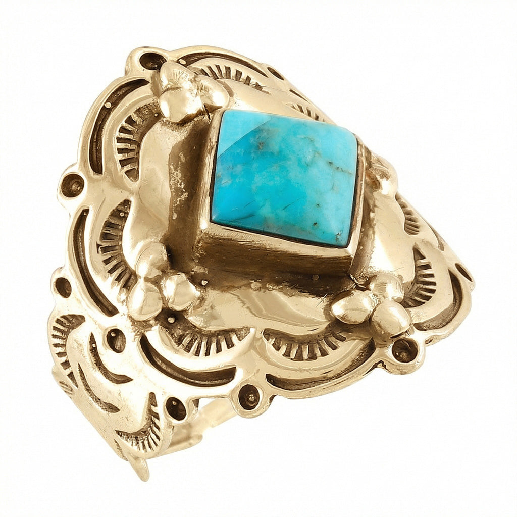 Turquoise Ring GoldBrass R2510-GB-C75