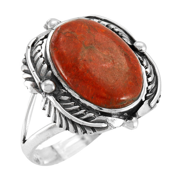 Coral Leaf Ring Sterling Silver R2511-C74