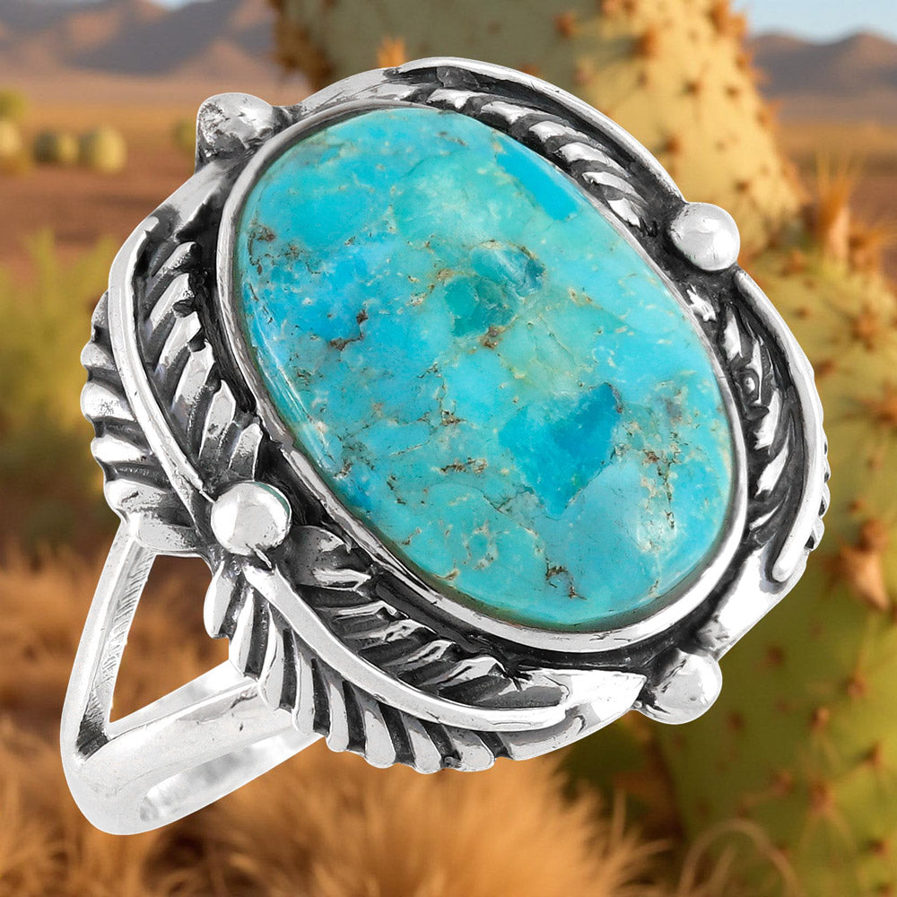 Turquoise Leaf Ring Sterling Silver R2511-C75