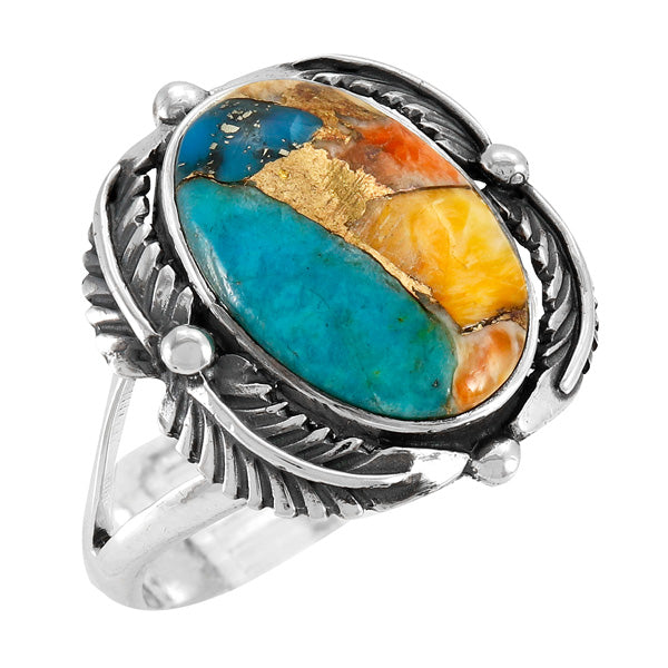 Spiny Turquoise Leaf Ring Sterling Silver R2511-C89