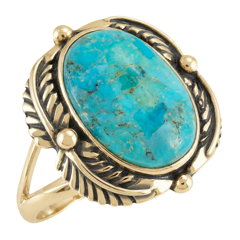 Turquoise Leaf Ring GoldCopper™ R2511-GB-C75