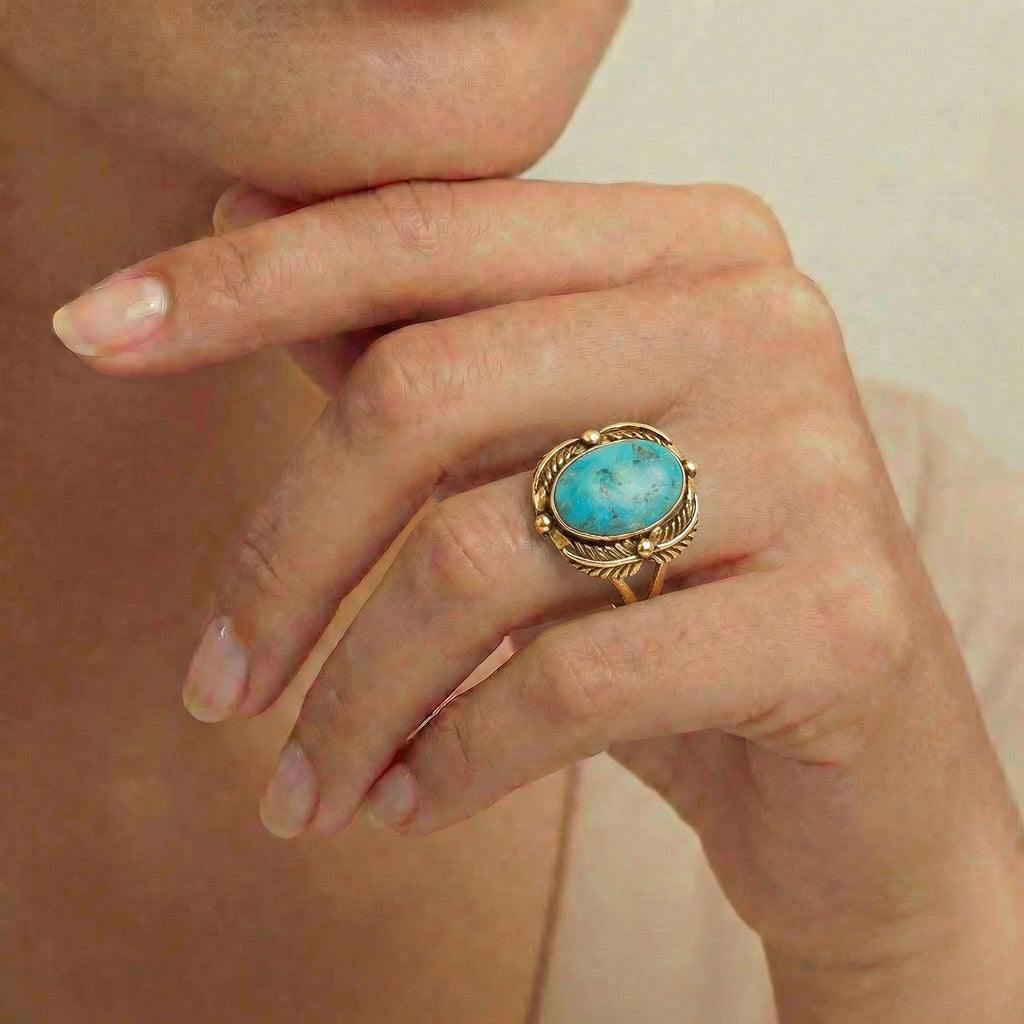 Turquoise Leaf Ring GoldCopper™ R2511-GB-C75