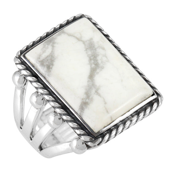 Howlite Ring Sterling Silver R2512-C103 (Unisex, Sizes 6-13)