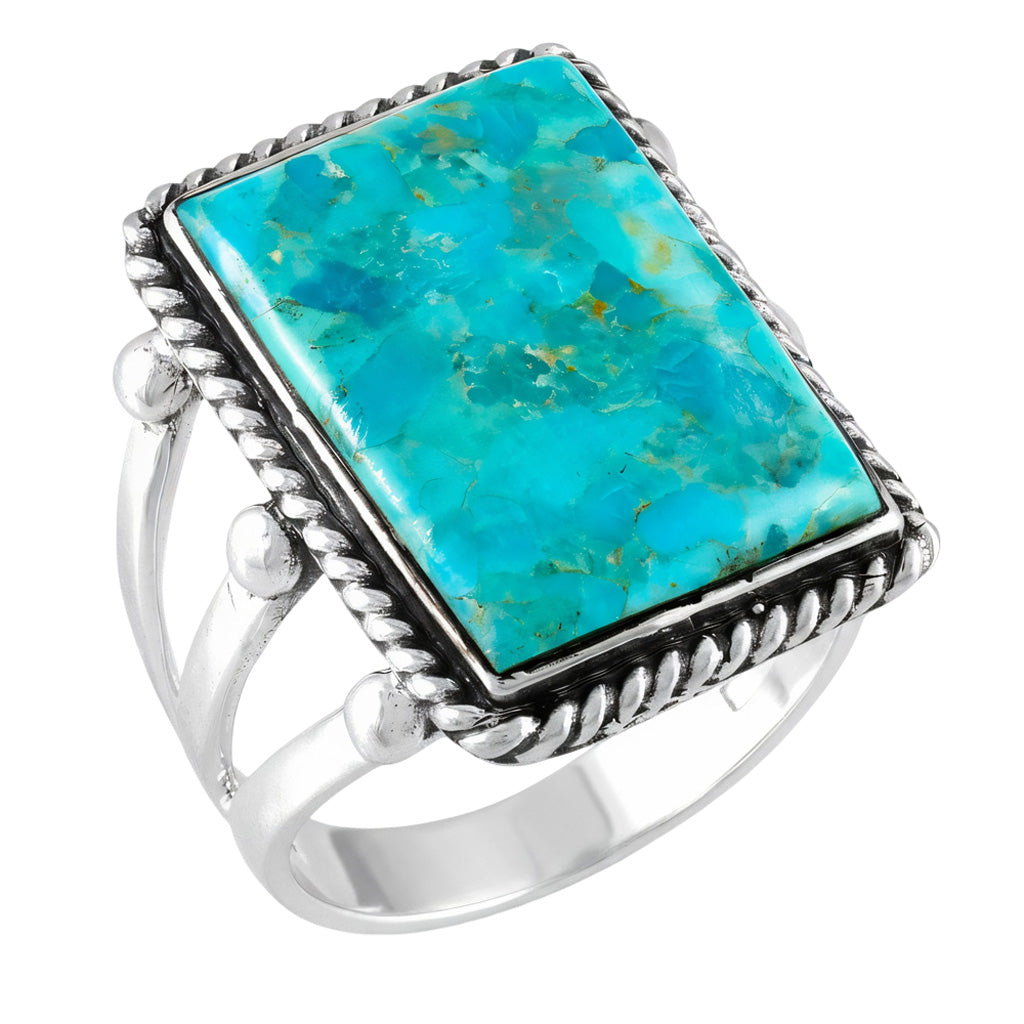 Turquoise Ring Sterling Silver R2512-C75 (Unisex, Sizes 6-14)