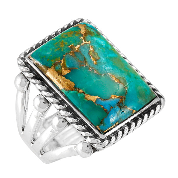 Matrix Turquoise Ring Sterling Silver R2512-C84 (Unisex, Sizes 6-14)