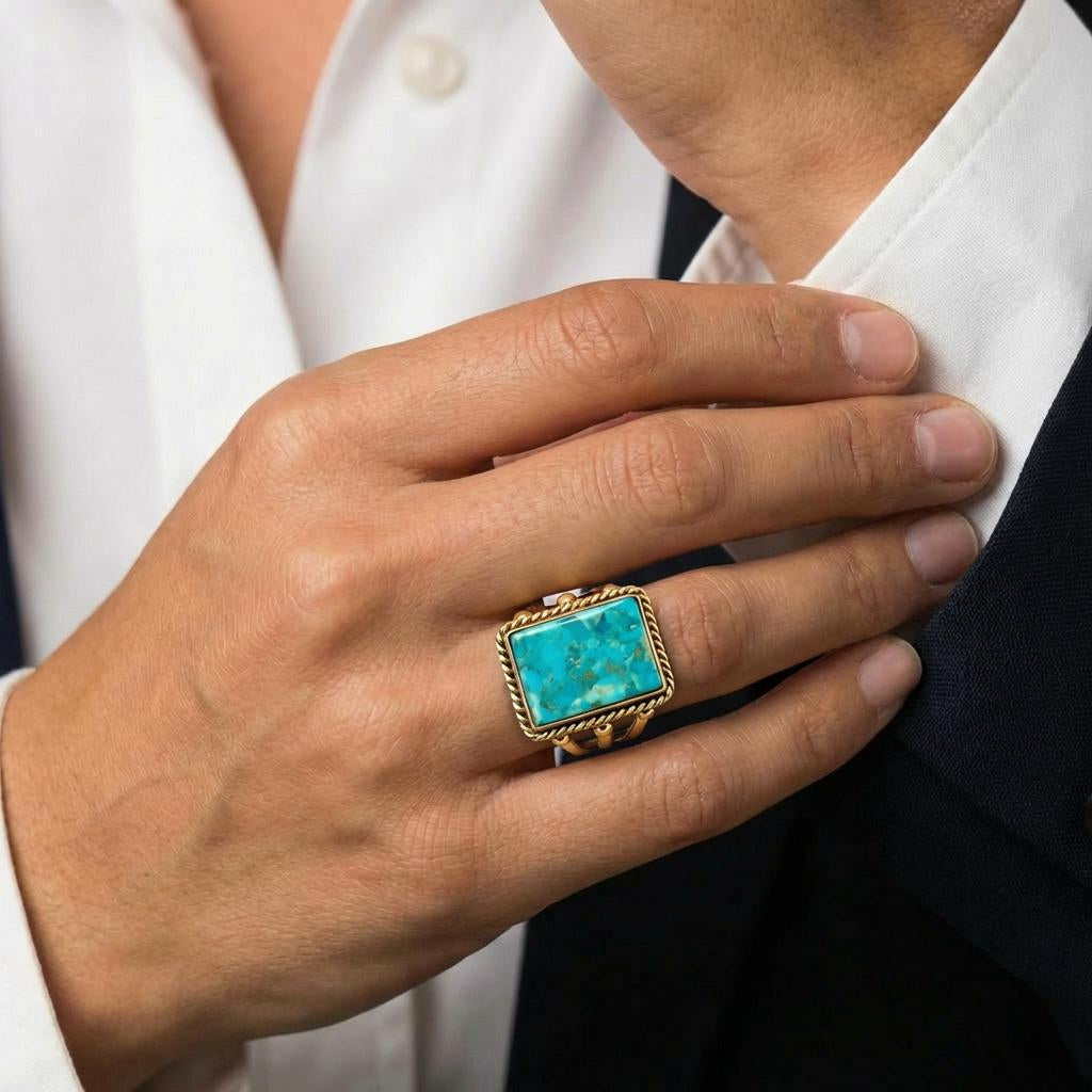 Turquoise Ring GoldBrass R2512-GB-C75