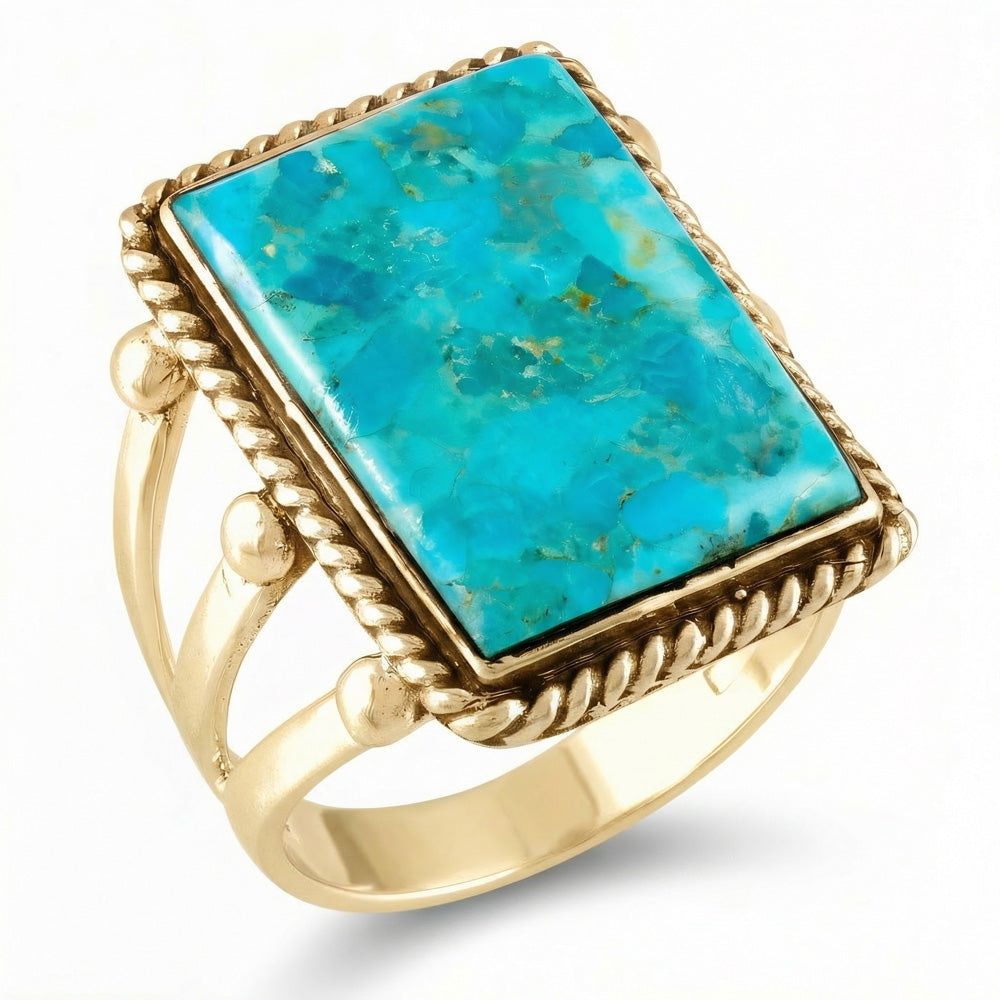 Turquoise Ring GoldBrass R2512-GB-C75