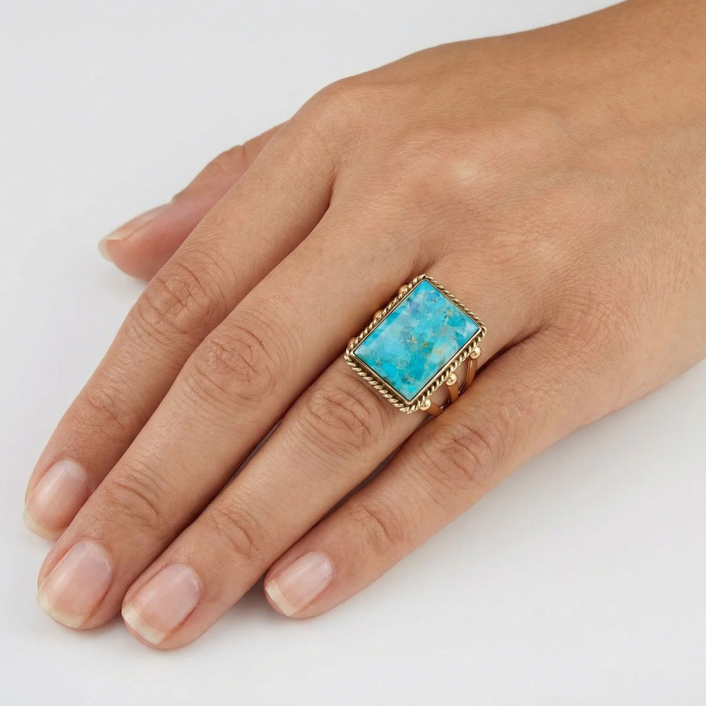 Turquoise Ring GoldBrass R2512-GB-C75