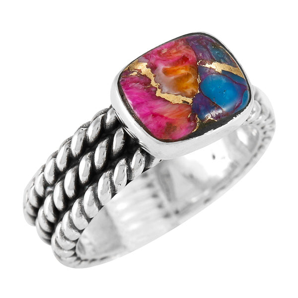 Rainbow Spiny Turquoise Ring Sterling Silver R2513-C91