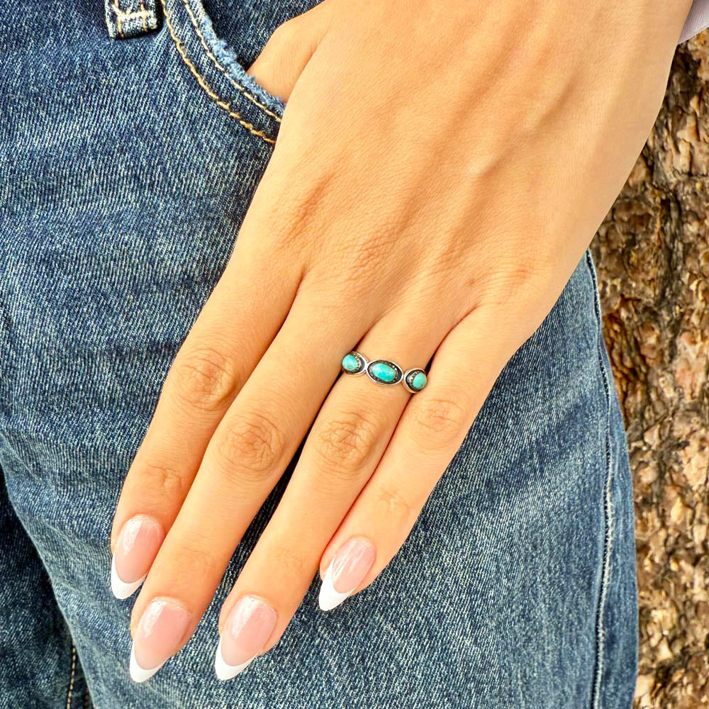 Turquoise Eternity Ring Sterling Silver R2515-C75