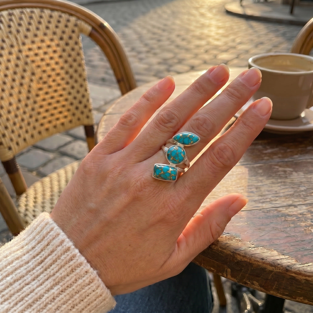 FINAL CLEARANCE - Matrix Turquoise Ring SilveryCopper™ R2516-SB-C84