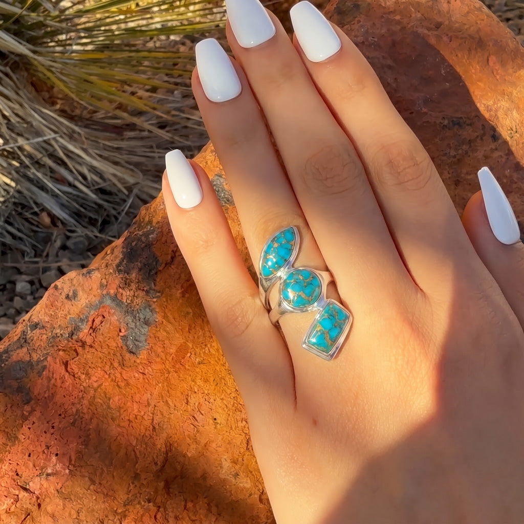 FINAL CLEARANCE - Matrix Turquoise Ring SilveryCopper™ R2516-SB-C84