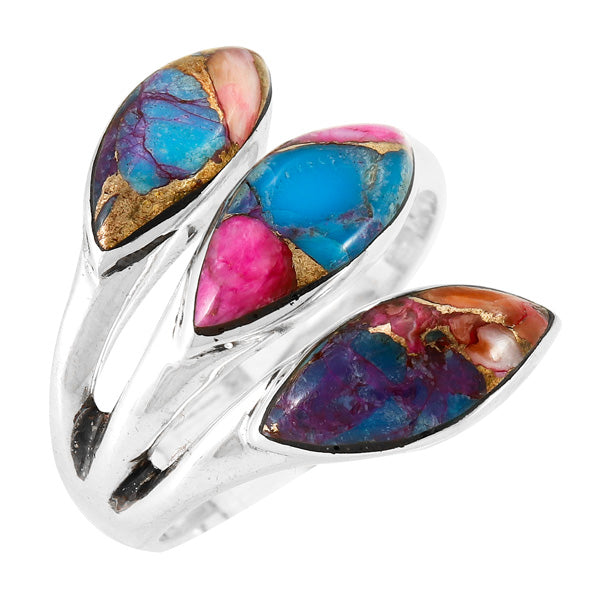 Rainbow Spiny Turquoise Ring Sterling Silver R2518-C91