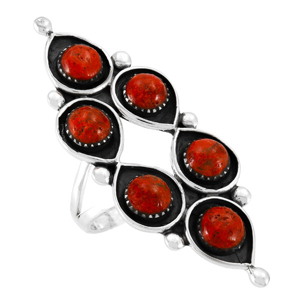 Coral Ring Sterling Silver R2519-C74