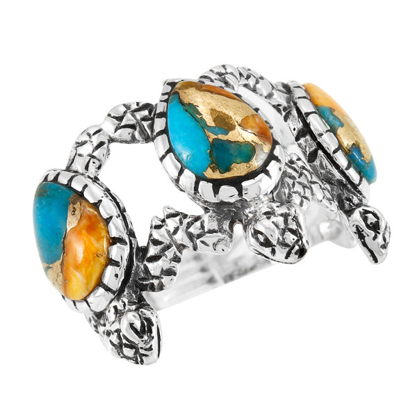 Turtle Spiny Turquoise Ring Sterling Silver R2521-C89