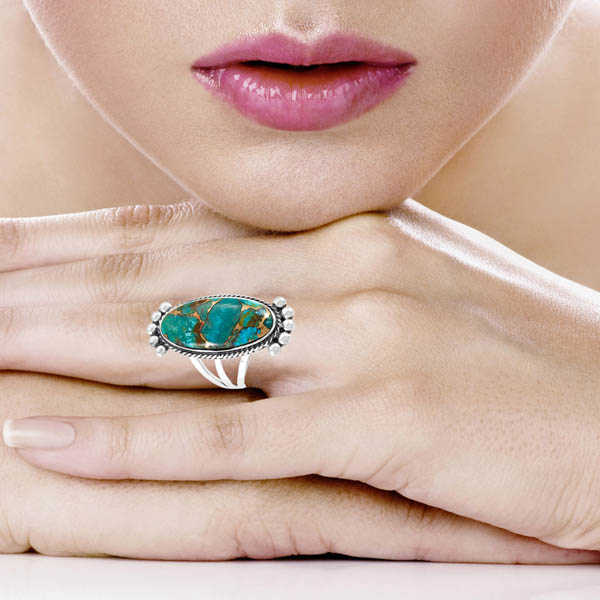 Matrix Turquoise Ring Sterling Silver R2522-C84