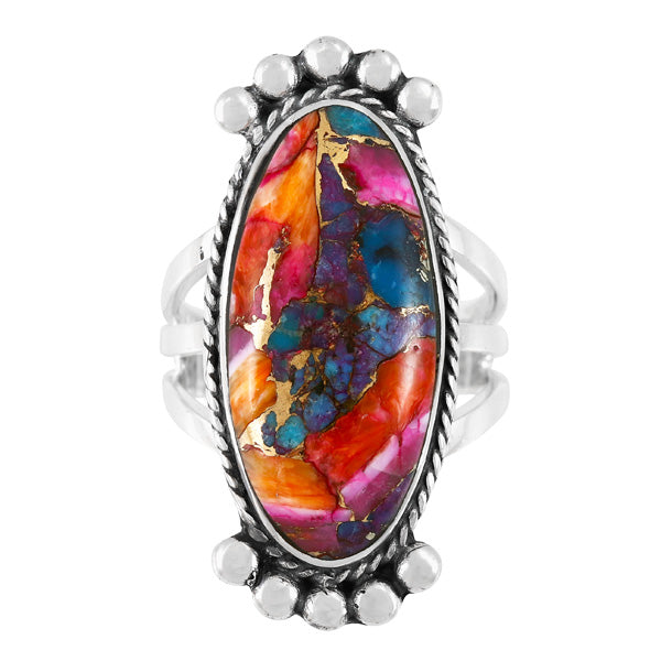 Rainbow Spiny Turquoise Ring Sterling Silver R2522-C91