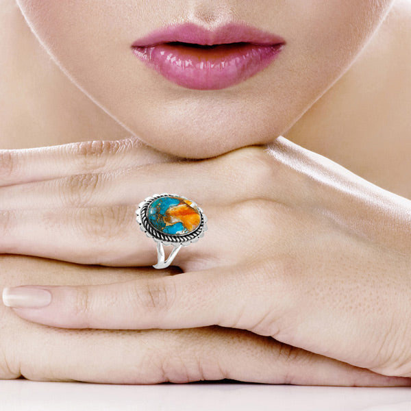 Spiny Turquoise Ring Sterling Silver R2524-C89