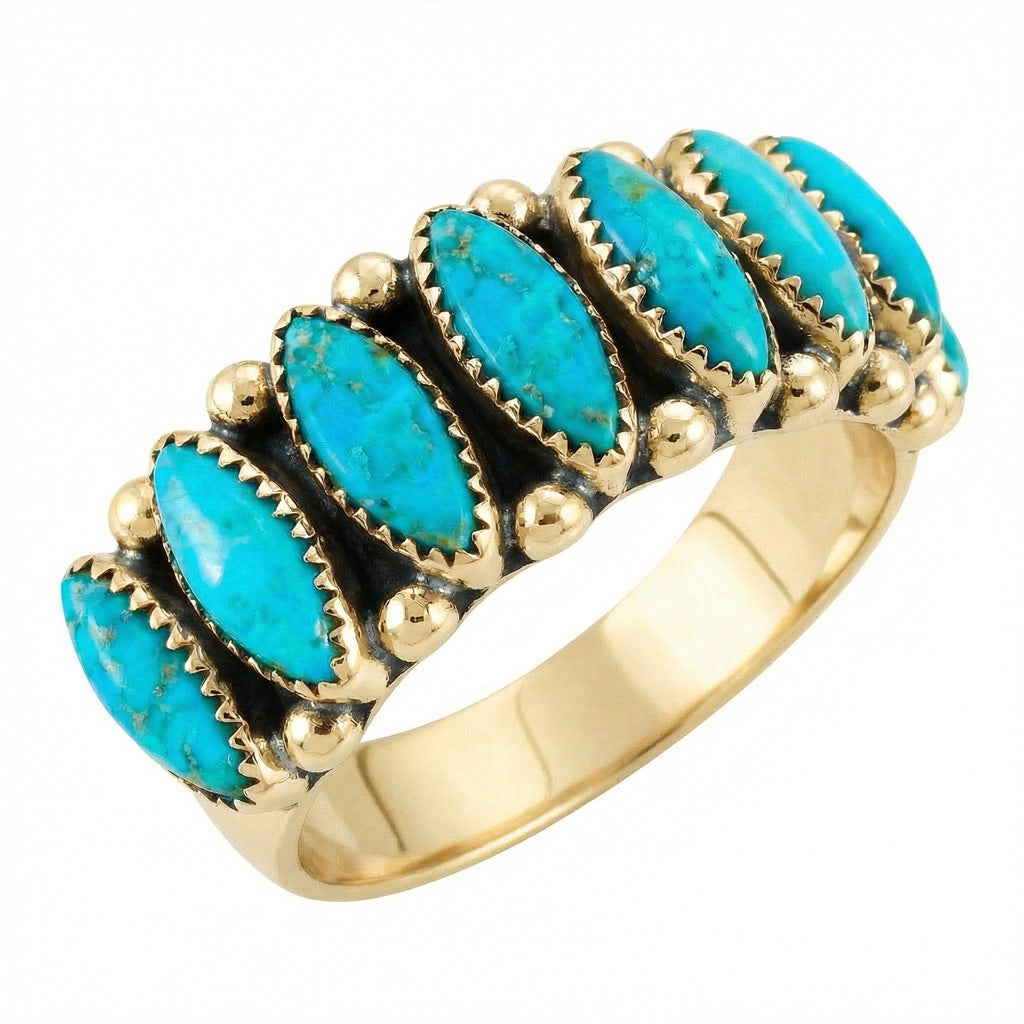 Turquoise Ring GoldBrass R2528-GB-C75