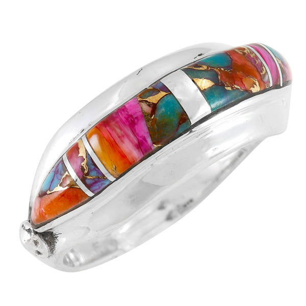 Rainbow Spiny Turquoise Ring Sterling Silver R2529-C91