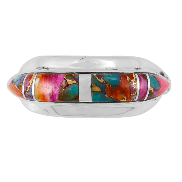 Rainbow Spiny Turquoise Ring Sterling Silver R2529-C91