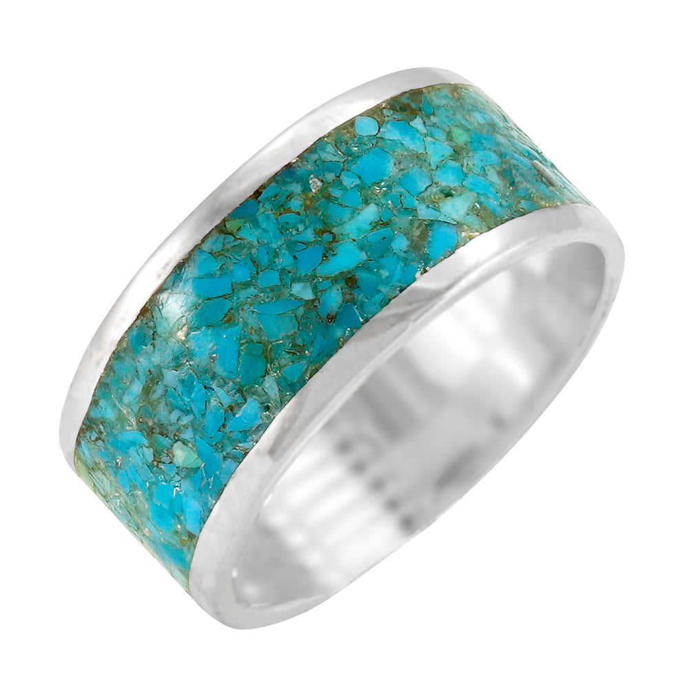 Turquoise Eternity Band Ring Sterling Silver R2532-C105 (Unisex, Sizes 6-14)