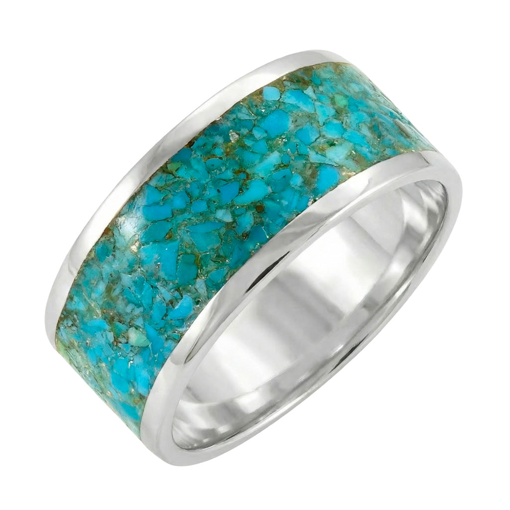 Turquoise Eternity Band Ring Sterling Silver R2532-C105 (Unisex, Sizes 6-14)
