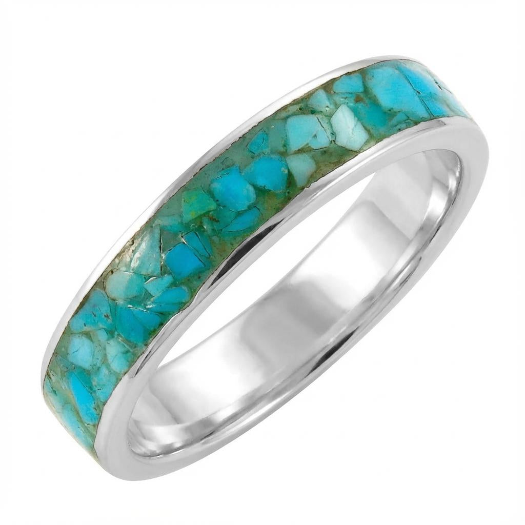 Turquoise Eternity Band Ring Sterling Silver R2533-C105