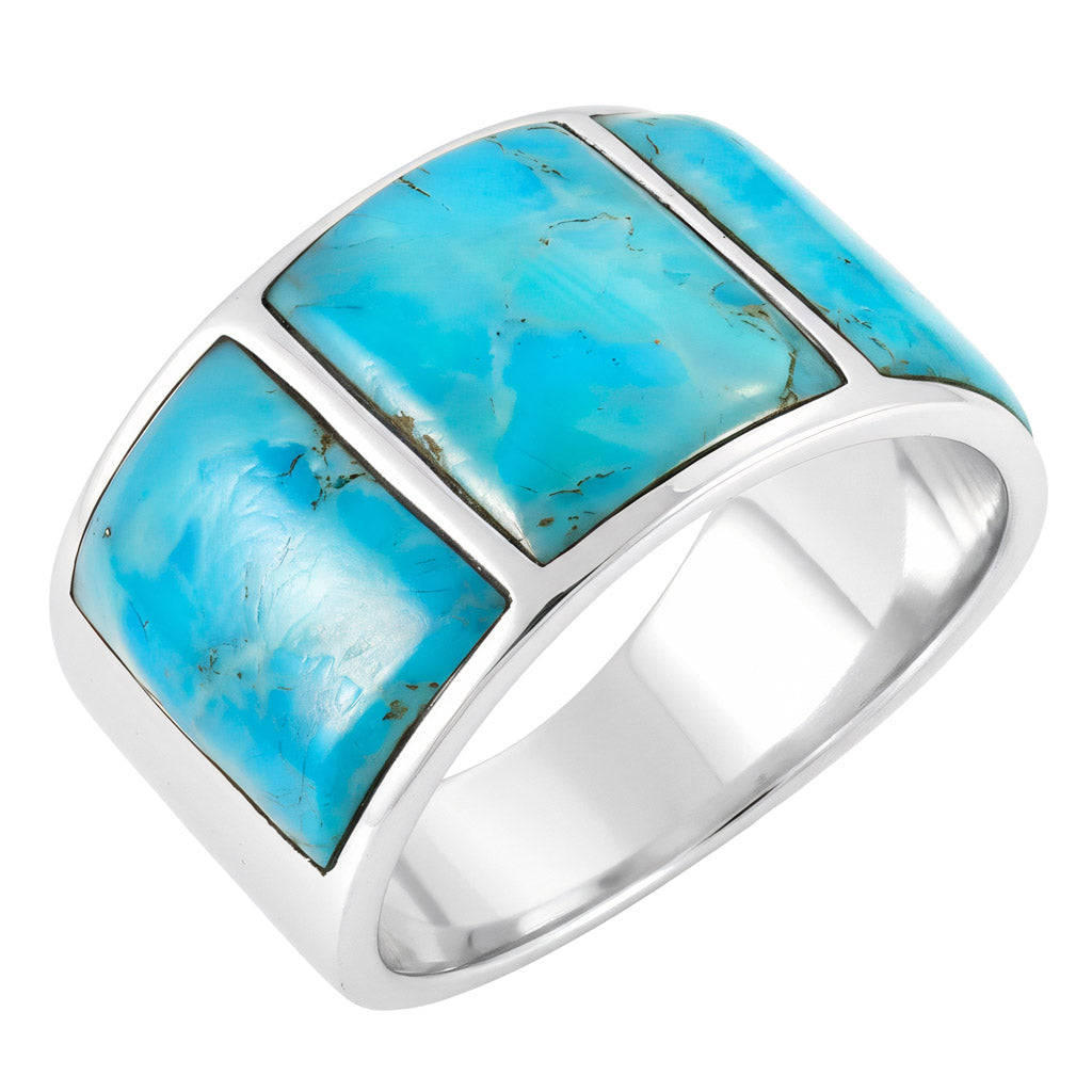 Turquoise Ring Sterling Silver R2535-C75 (Unisex, Sizes 6-14)