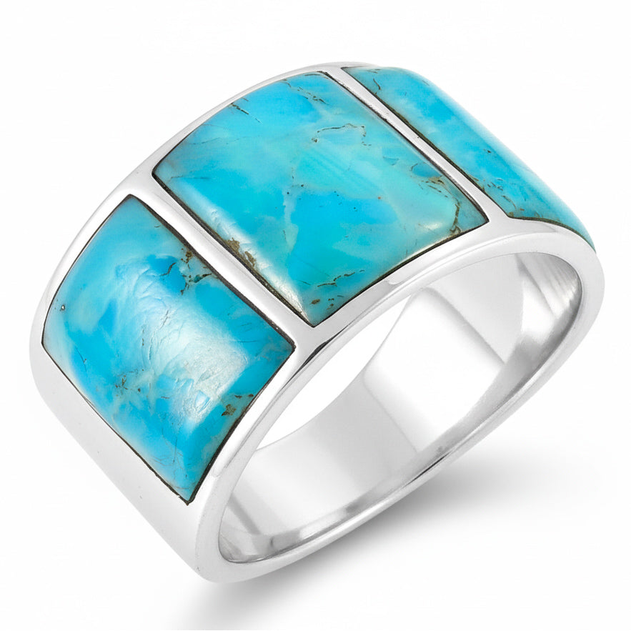 Turquoise Ring Sterling Silver R2535-C75 (Unisex, Sizes 6-14)