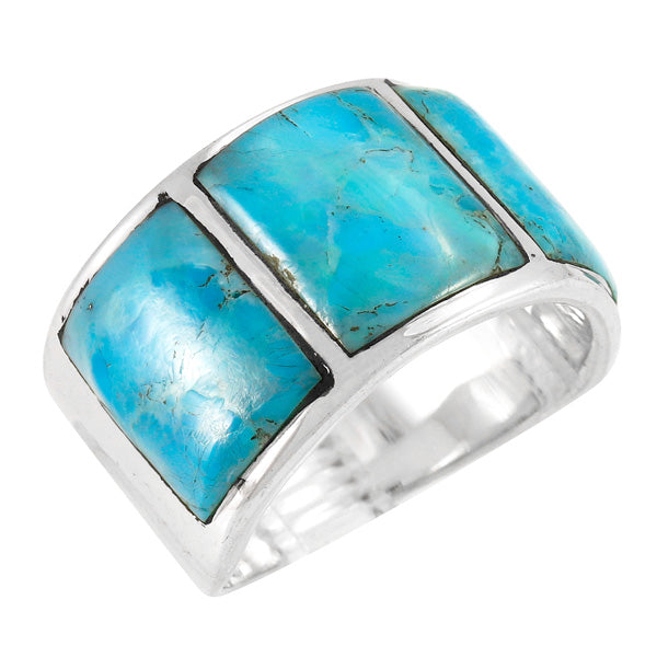Turquoise Ring Sterling Silver R2535-C75 (Unisex, Sizes 6-14)