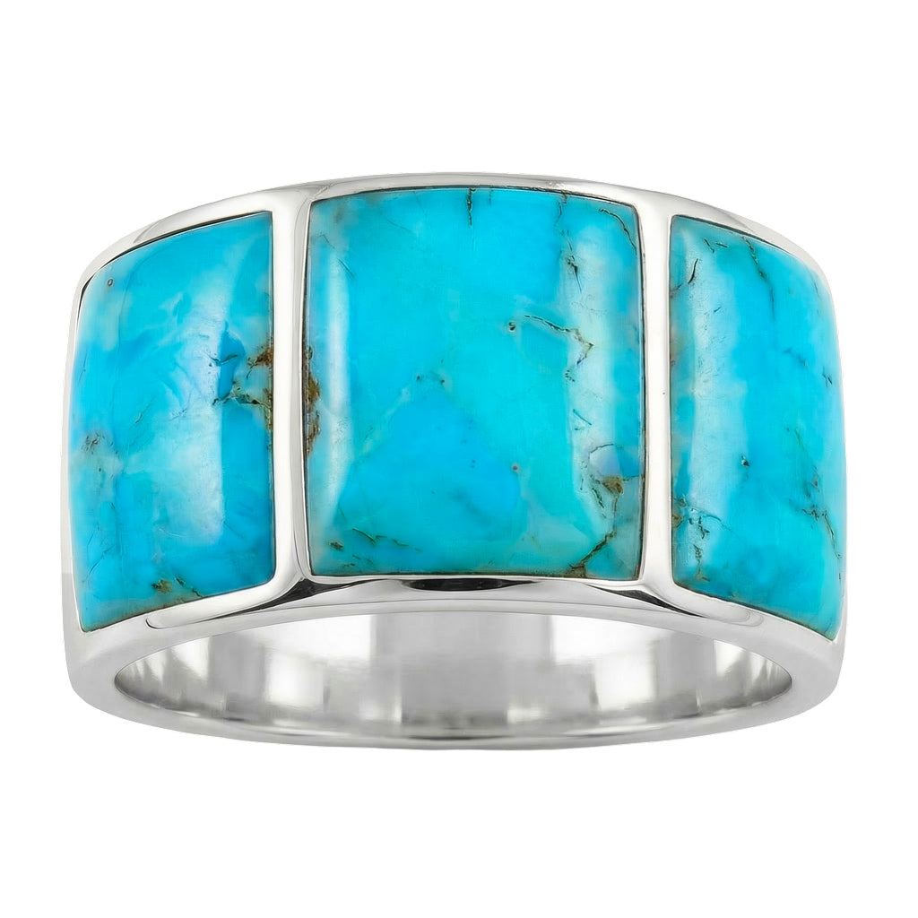 Turquoise Ring Sterling Silver R2535-C75 (Unisex, Sizes 6-14)