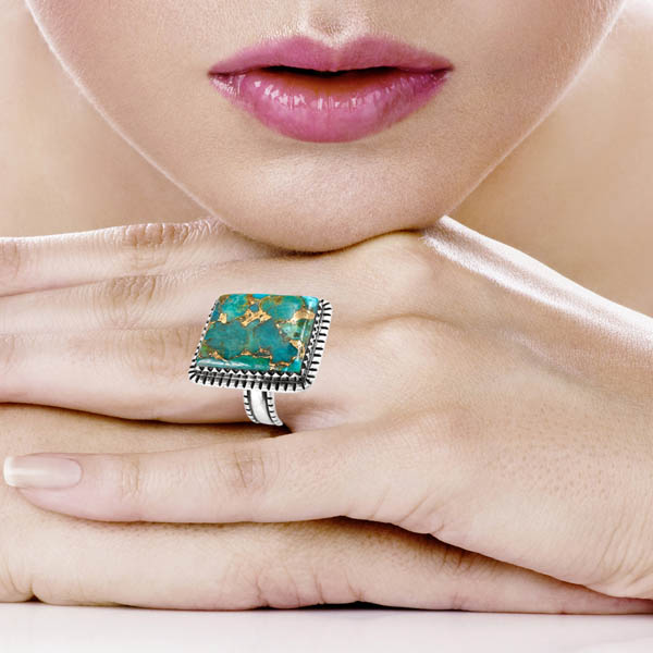 Matrix Turquoise Ring Sterling Silver R2536-C84