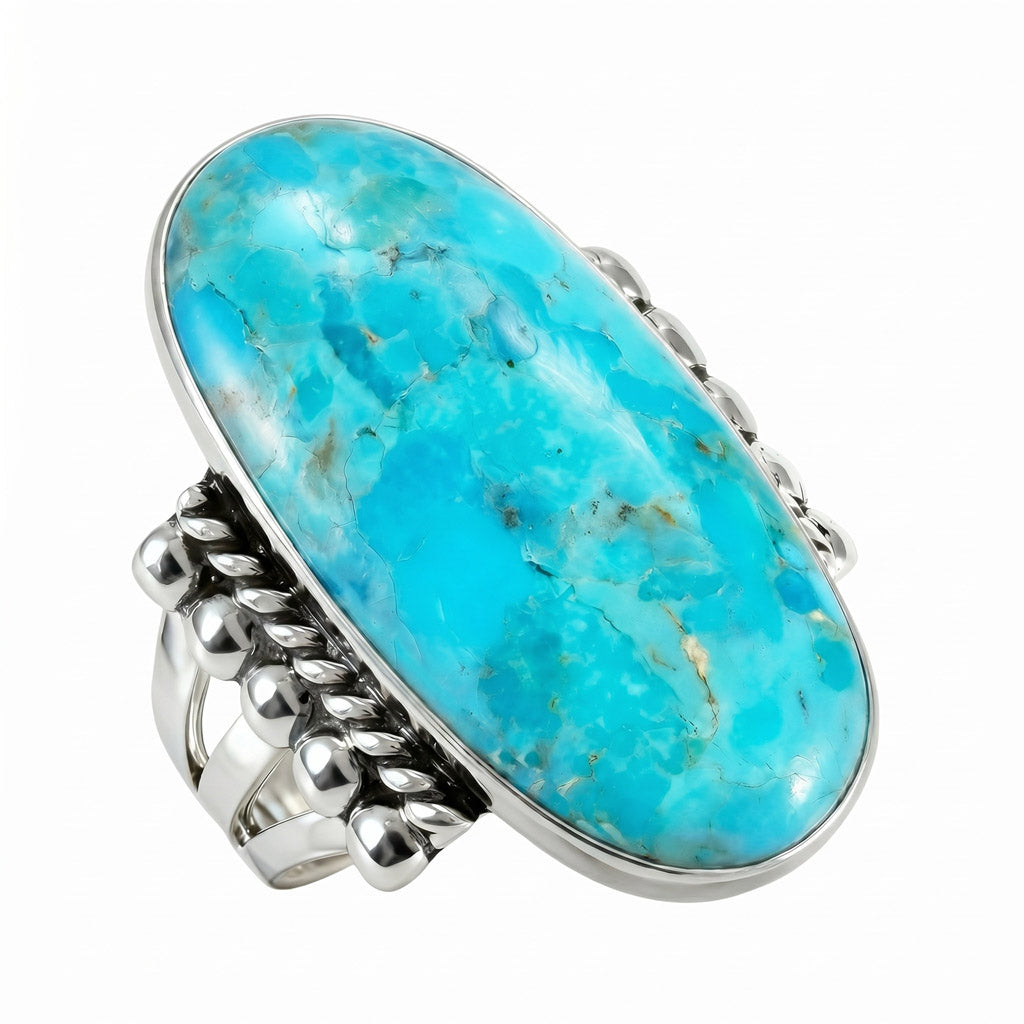 Turquoise Ring Sterling Silver R2537-C75 (Unisex, Sizes 6-14)